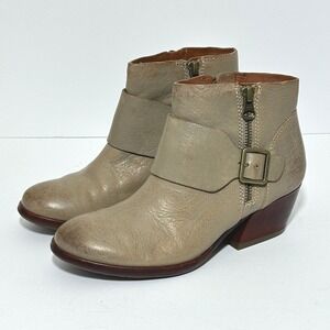 Kork-Ease Womens Boots 6M K32822‎ Taupe Distressed Leather Ankle Bootie Buckle